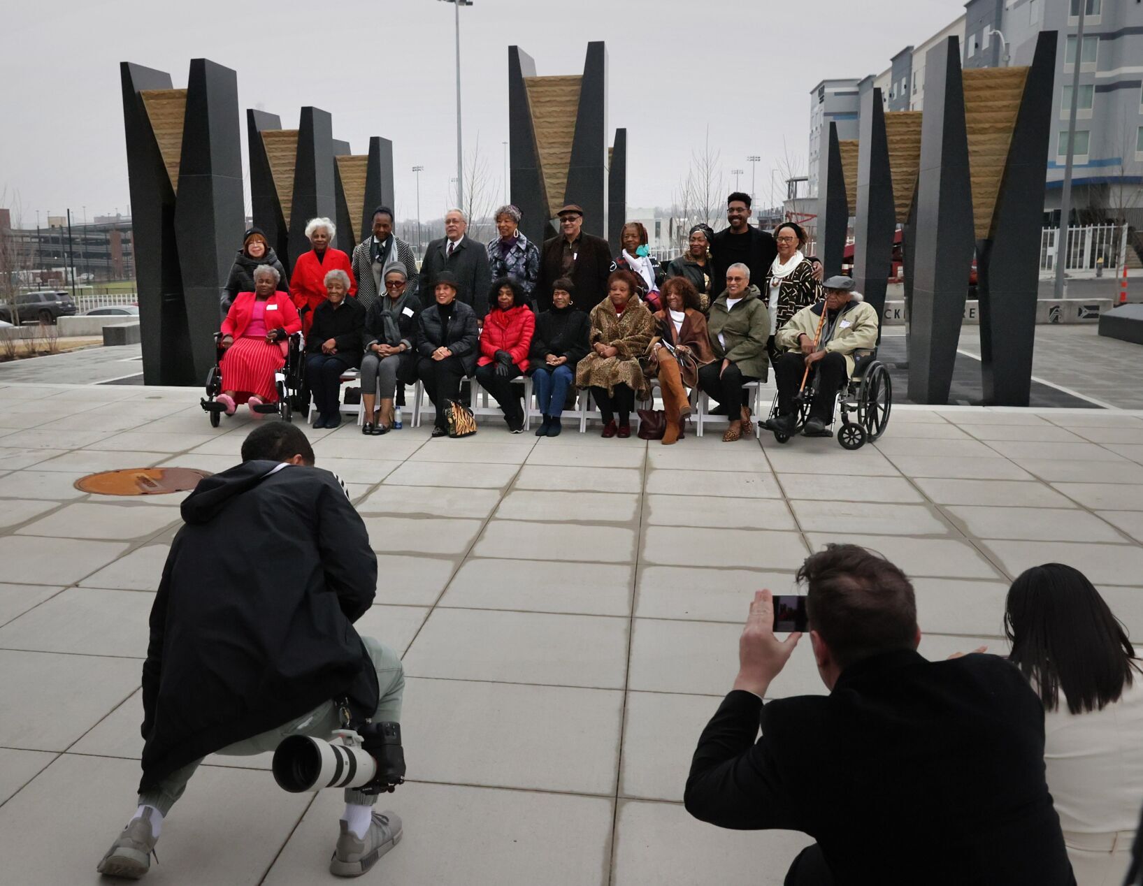 Pillars of the Valley sculpture dedicated